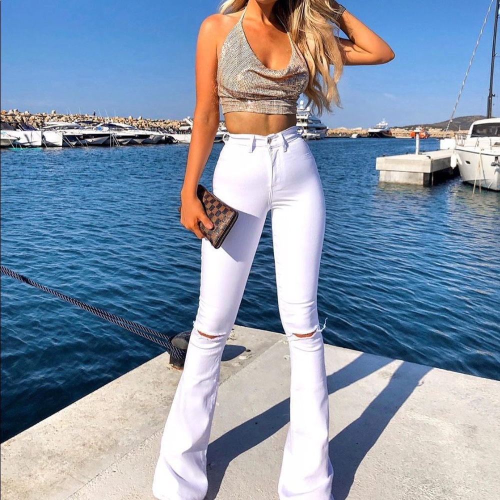 FASHION NOVA White Flare Jeans